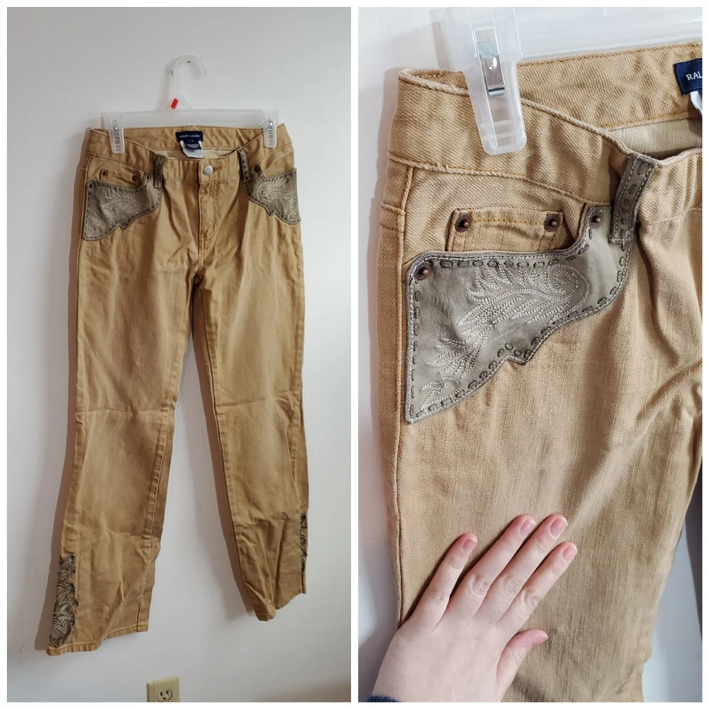 Vintage Ralph Lauren Y2K Boho Western Flare Jeans Girls 16 ~ Cowgirl Southwest - Picture 5 of 13